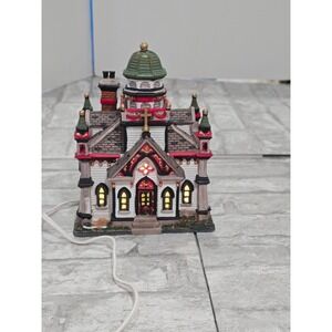 Lemax Village Holy Trinity St. Anthony's Church Retired Christmas Village Lights